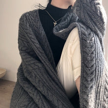 画像をギャラリービューアに読み込む, トップス カーディガン ロング丈 長袖 ケーブルニット