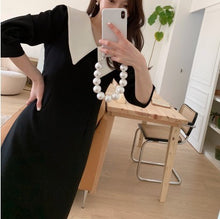 画像をギャラリービューアに読み込む, ビックカラーワンピース  レデイース  ブラック