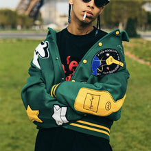 画像をギャラリービューアに読み込む, AFGK スタジャン ウール ロケット ロゴ ベースボール ジャケット