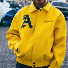 画像をギャラリービューアに読み込む, AFGK スタジャン ロゴ フェイクレザー レーシング ジャケット
