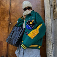 画像をギャラリービューアに読み込む, AFGK スタジャン ウール ロケット ロゴ ベースボール ジャケット