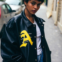 画像をギャラリービューアに読み込む, AFGK スタジャン ロゴ フェイクレザー レーシング ジャケット