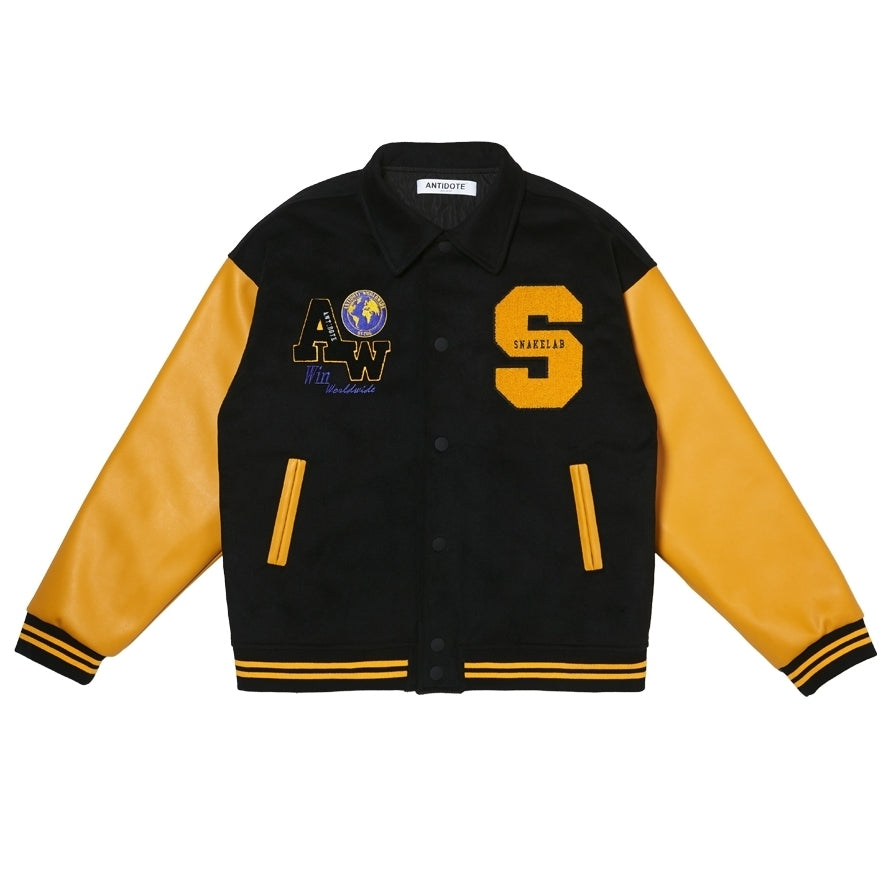 ANTIDOTE スタジャン ウール ロゴ刺繍 防寒レーシングジャケット
