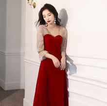 画像をギャラリービューアに読み込む, パーティードレス マキシ丈 Aライン 袖付き ラメ ブラック