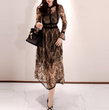 画像をギャラリービューアに読み込む, パーティードレス ワンピース レース ミディ丈 Aライン