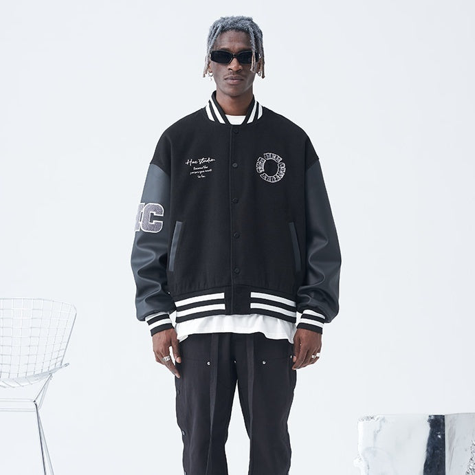 HAC オーバーサイズ スタジャン 3Dロゴ ベースボールジャケット
