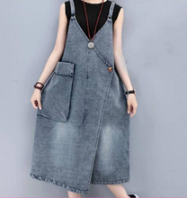 画像をギャラリービューアに読み込む, デニムワンピース ロングワンピース つりワンピース 韓国風 秋冬