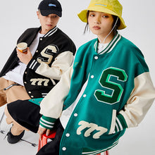 画像をギャラリービューアに読み込む, メンズ ブルゾン スタジャン 秋春 異素材 MA-1 配色 ロゴ 3色