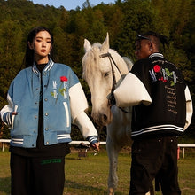 画像をギャラリービューアに読み込む, MEDM スタジャン ローズ ロゴ ウール ベースボールジャケット