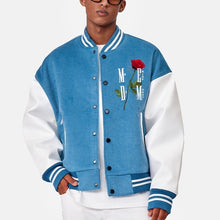 画像をギャラリービューアに読み込む, MEDM スタジャン ローズ ロゴ ウール ベースボールジャケット