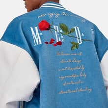 画像をギャラリービューアに読み込む, MEDM スタジャン ローズ ロゴ ウール ベースボールジャケット