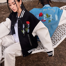 画像をギャラリービューアに読み込む, MEDM スタジャン ローズ ロゴ ウール ベースボールジャケット