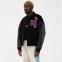 画像をギャラリービューアに読み込む, MEDM スタジャン ロゴ PUレザー ベースボールジャケット