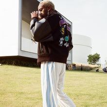 画像をギャラリービューアに読み込む, MEDM スタジャン ロゴ PUレザー ベースボールジャケット