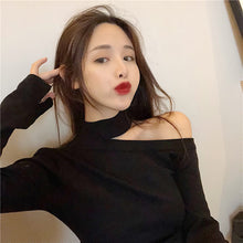 画像をギャラリービューアに読み込む, 30%OFF レディース   セーター  ニット 指穴あき ワンショルダー トップス 秋冬