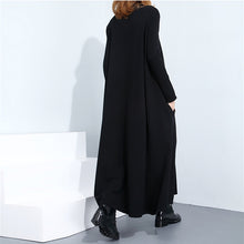 画像をギャラリービューアに読み込む, マキシワンピース 大きいサイズ 秋ワンピース お洒落 ブルー　ブラック　ブラウン