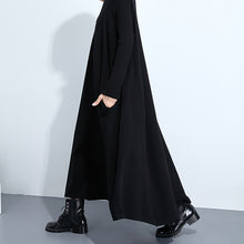 画像をギャラリービューアに読み込む, マキシワンピース 大きいサイズ 秋ワンピース お洒落 ブルー　ブラック　ブラウン