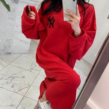 画像をギャラリービューアに読み込む, ワンピース ロゴ スウェット シンプル カジュアル ロング