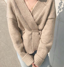画像をギャラリービューアに読み込む, 30%OFF カシュクールオープンニットカーディガン セーター Vネック 秋冬 2色