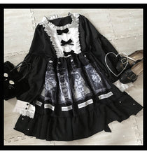 画像をギャラリービューアに読み込む, ゴシック 暗黒ドール フリルフレアワンピ ブラック
