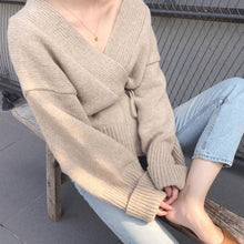 画像をギャラリービューアに読み込む, 30%OFF カシュクールオープンニットカーディガン セーター Vネック 秋冬 2色