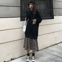 画像をギャラリービューアに読み込む, 大人気☆ 新品 レオパード柄ドッキングワンピース ロング トレーナー  ブラック　ベージュ