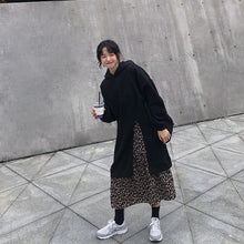 画像をギャラリービューアに読み込む, ひざ丈ワンピース コントラストカラー 韓国風 ワンピース 秋冬