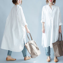 画像をギャラリービューアに読み込む, 春新品ゆったり無人長袖シャツロング丈レディースワンピース痩せ大きいサイズ