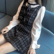 画像をギャラリービューアに読み込む, レディース ツイードミニワンピワンピース 可愛い ブラック 秋冬