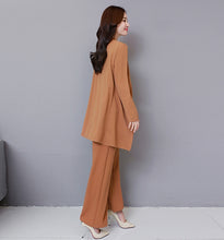 画像をギャラリービューアに読み込む, カジュアル パンツスーツセット レディース パンツ カーディガン ブラック カーキ