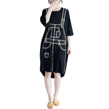 画像をギャラリービューアに読み込む, 大人気！楽チン かわいいカジュアルワンピース Tシャツ　レディース　ブラック 2020新品