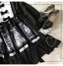 画像をギャラリービューアに読み込む, ゴシック 暗黒ドール フリルフレアワンピ ブラック