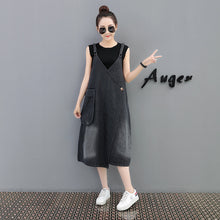 画像をギャラリービューアに読み込む, デニムワンピース ロングワンピース つりワンピース 韓国風 秋冬