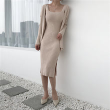 画像をギャラリービューアに読み込む, DHOLIC ニットワンピース　セットアップ　リブニットカーデ　
