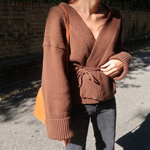 画像をギャラリービューアに読み込む, 30%OFF カシュクールオープンニットカーディガン セーター Vネック 秋冬 2色