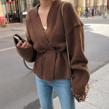 画像をギャラリービューアに読み込む, 30%OFF カシュクールオープンニットカーディガン セーター Vネック 秋冬 2色