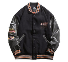 画像をギャラリービューアに読み込む, スタジャン　レトロ　刺繍　PUレザーステッチ　ストリート