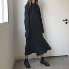 画像をギャラリービューアに読み込む, 【韓国ファッション】ブラック シャツ ワンピースドレス 秋冬