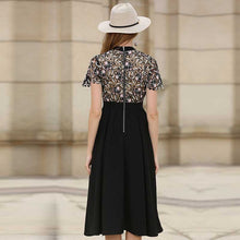 画像をギャラリービューアに読み込む, 刺繍花レース パーティードレス ワンピース上品 新品 ブラック