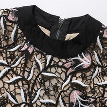 画像をギャラリービューアに読み込む, 刺繍花レース パーティードレス ワンピース上品 新品 ブラック