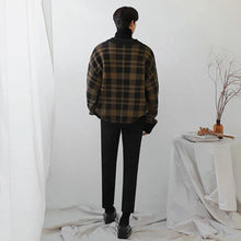 画像をギャラリービューアに読み込む, メンズ チェック柄 ニット セーター 韓国 Vネック  2色