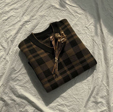 画像をギャラリービューアに読み込む, メンズ チェック柄 ニット セーター 韓国 Vネック  2色