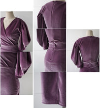画像をギャラリービューアに読み込む, ロングワンピース パーディードレス ベロア Vネック エレガント