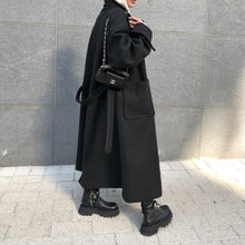 画像をギャラリービューアに読み込む, ハンサムマキシ丈ウールローブコート ブラック