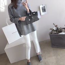 画像をギャラリービューアに読み込む, レディース アウトカット 配色 タートルネック♡ トップス セーター 秋冬新品