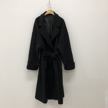 画像をギャラリービューアに読み込む, ハンサムマキシ丈ウールローブコート ブラック