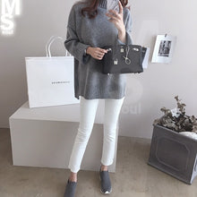 画像をギャラリービューアに読み込む, レディース アウトカット 配色 タートルネック♡ トップス セーター 秋冬新品