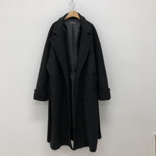 画像をギャラリービューアに読み込む, ハンサムマキシ丈ウールローブコート ブラック