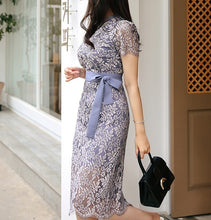 画像をギャラリービューアに読み込む, パーティードレス レースワンピース 上品 エレガント 結婚式 ワンピース 2色