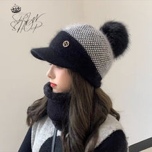 画像をギャラリービューアに読み込む, バイカラー ニット帽 ロゴ カジュアル ネックウォーマー セット 5色